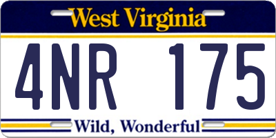 WV license plate 4NR175