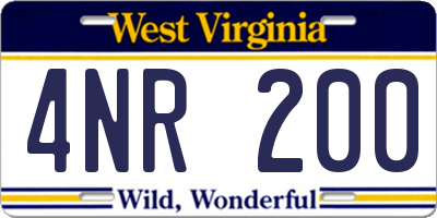 WV license plate 4NR200