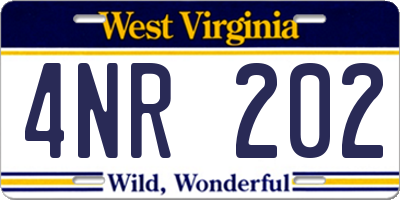 WV license plate 4NR202