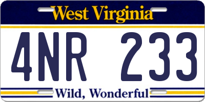 WV license plate 4NR233