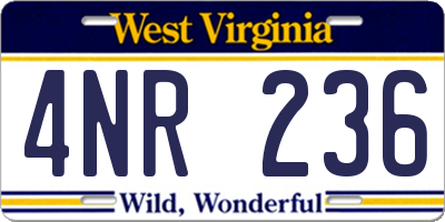WV license plate 4NR236