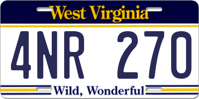 WV license plate 4NR270