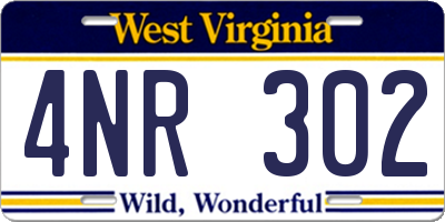 WV license plate 4NR302
