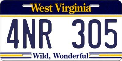 WV license plate 4NR305