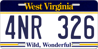 WV license plate 4NR326
