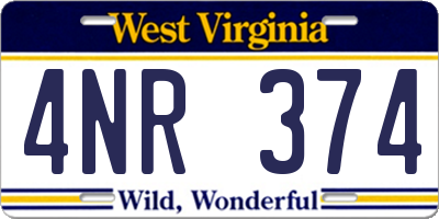 WV license plate 4NR374