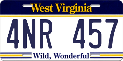 WV license plate 4NR457