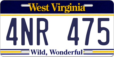 WV license plate 4NR475