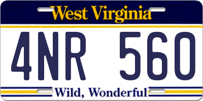 WV license plate 4NR560