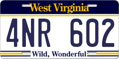 WV license plate 4NR602