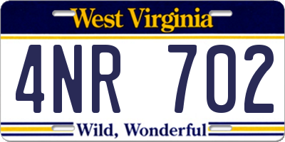 WV license plate 4NR702