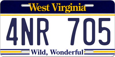 WV license plate 4NR705