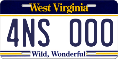 WV license plate 4NS000