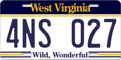WV license plate 4NS027