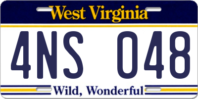 WV license plate 4NS048