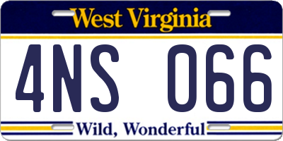 WV license plate 4NS066