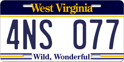 WV license plate 4NS077