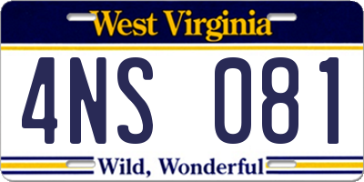 WV license plate 4NS081