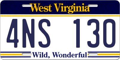 WV license plate 4NS130