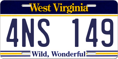 WV license plate 4NS149