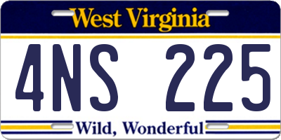 WV license plate 4NS225
