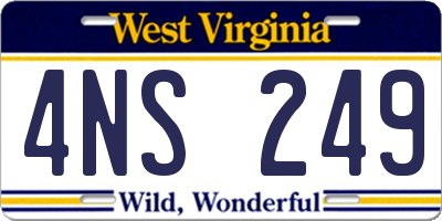 WV license plate 4NS249