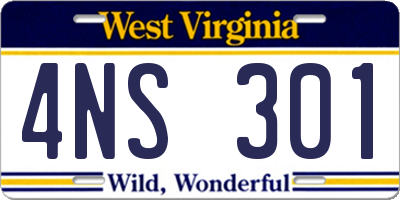 WV license plate 4NS301