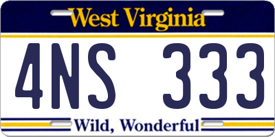WV license plate 4NS333