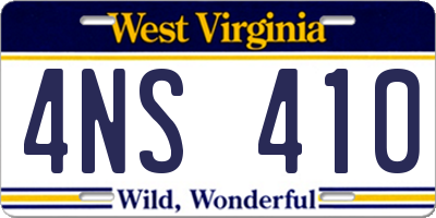 WV license plate 4NS410