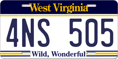 WV license plate 4NS505