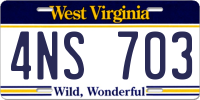 WV license plate 4NS703