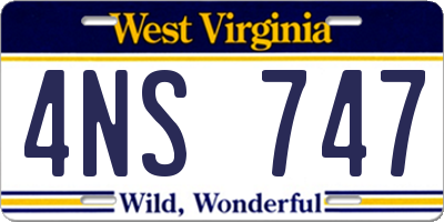 WV license plate 4NS747