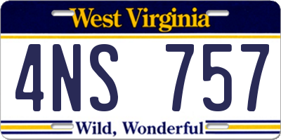 WV license plate 4NS757