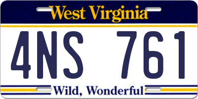 WV license plate 4NS761