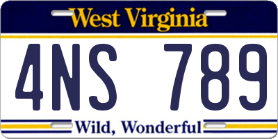 WV license plate 4NS789