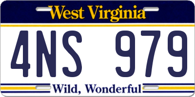 WV license plate 4NS979