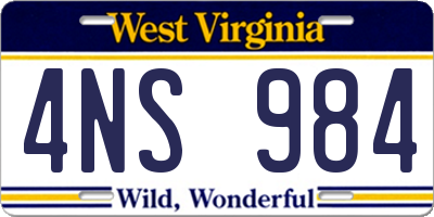 WV license plate 4NS984