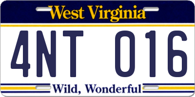 WV license plate 4NT016