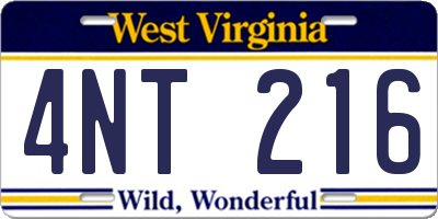 WV license plate 4NT216