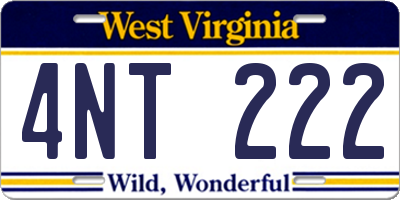 WV license plate 4NT222