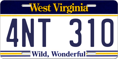 WV license plate 4NT310