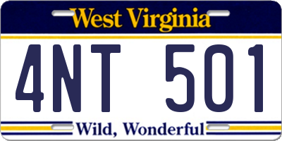 WV license plate 4NT501