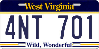 WV license plate 4NT701