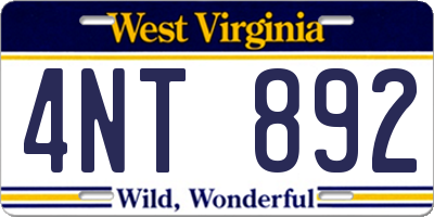 WV license plate 4NT892