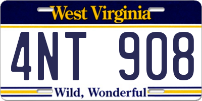 WV license plate 4NT908