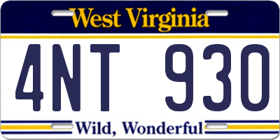WV license plate 4NT930