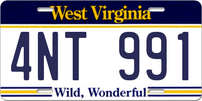 WV license plate 4NT991