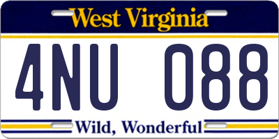 WV license plate 4NU088