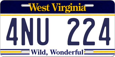 WV license plate 4NU224