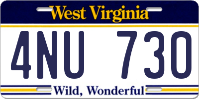 WV license plate 4NU730